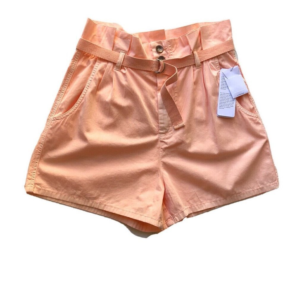 GUESS Women's Orange Sierra Cotton Paper Bag Shorts Peach Size 6 - Picture 2 of 11